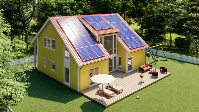 House with Solar Panel on roof