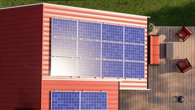 House with Solar Panel on roof