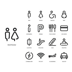 Shopping mall/Airport/Hotel/Theme park icon set. Line icon isolated minimal flat design. Vector illustration