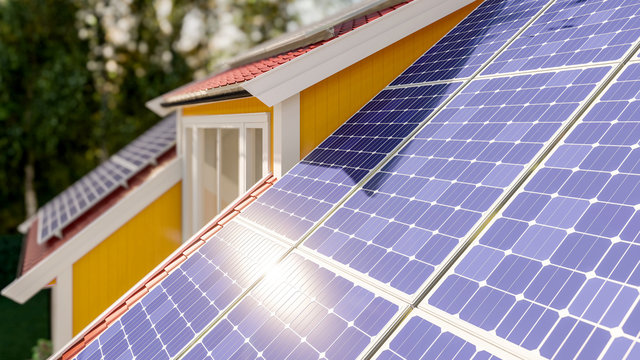 House with Solar Panel on roof