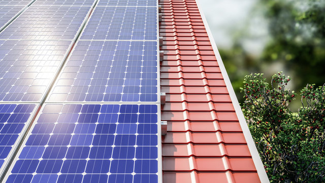 House with Solar Panel on roof