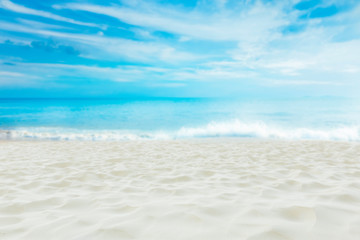 Fototapeta na wymiar Beautiful white sand beach with blue sky background , Summer dream destination.