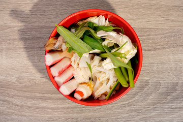 food for sukiyaki cooking and  eating on party 