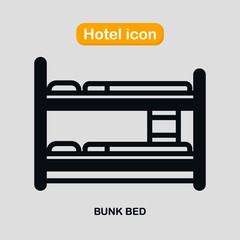 Bunk bed icon vector. simple hostel and hotel icon. Flat Vector illustration