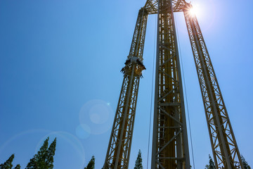 Amusement park rides in vacation day and Theme park in Japan