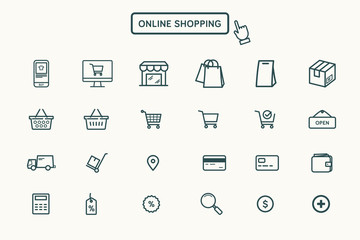 Online Shopping theme with line icon
