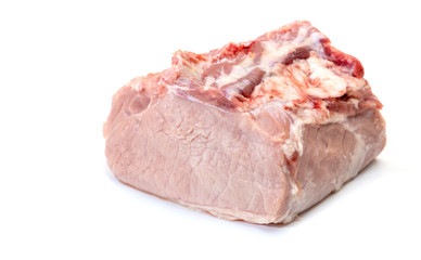 Piece of raw pork isolated on a white background.