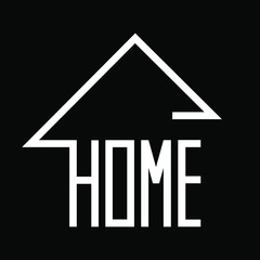 Sign house as a symbol of safety home and protection from illness and virus. Element for banners and typography. Hand drawn graphic icon on black about safety measures. Vector illustration. 