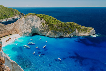 View of the shipwreck on the beach Navagio in Zakynthos, Greece