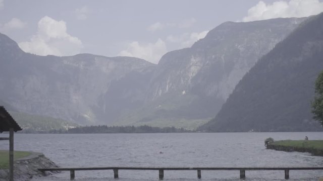 Hallstatt Austria lake and mountains panorama slog