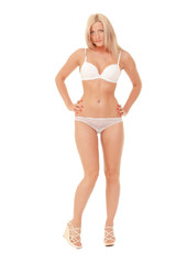 Obraz premium Sexy woman in white lingerie gorgeous figure.