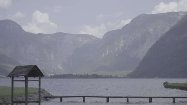 Hallstatt Austria lake and mountains panorama slog