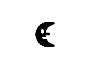Moon face vector flat icon. Isolated crescent moon face cartoon emoji illustration