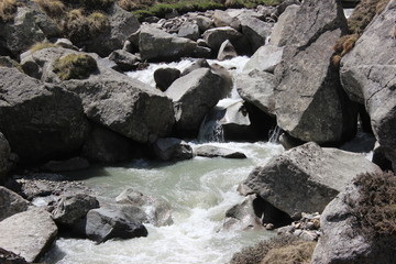 water flowing over rocks