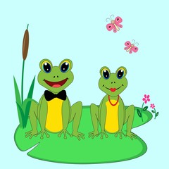 Cute frog cartoon illustration, character vector