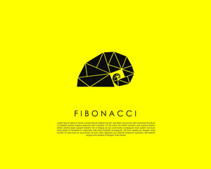 a logo consists of black triangles arranged according to fibonacci series and golden ratio