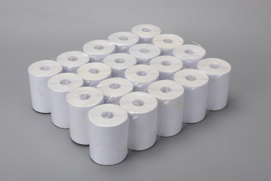 A pile of thermal label paper.
