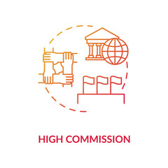 High commission concept icon. Diplomatic mission idea thin line illustration. International partnership. Foreign countries relations. Vector isolated outline RGB color drawing