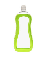 Liquid Soap Handwash Package Mockup. Plastic soap bottle with blank label. Liquid detergent, shampoo,shower gel or soap green color. Blank tag for mockup. Isolated, Clipping Path.