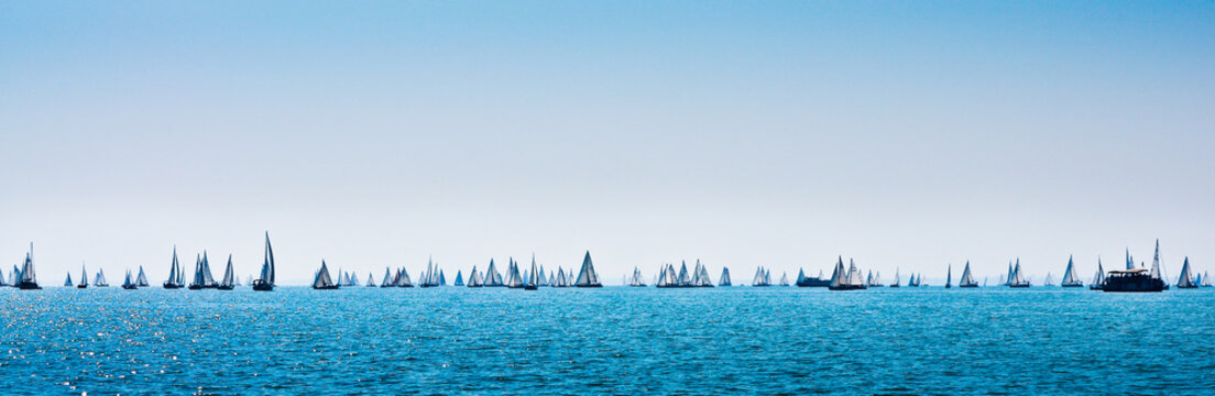 Sailboats On Sea Against Sky