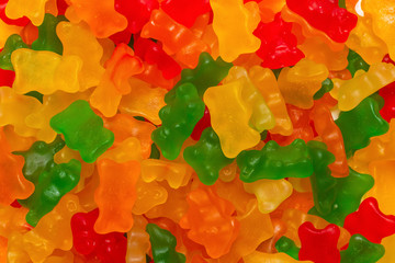 Jelly sweats bears background. Top view.