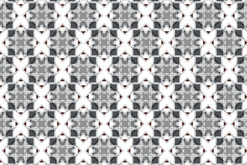 Grey and brown geometrical star shape with gradient fill in a repeating pattern on a white background