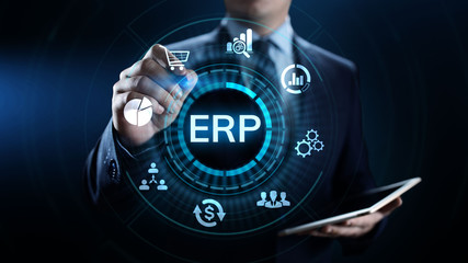 ERP Enterprise resources planning system software business technology.