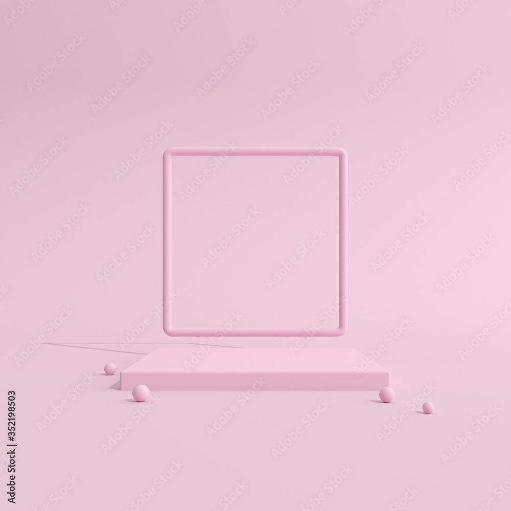 Poster Abstract mock-up scene in minimal style, Podium with geometry form, Product presentation, pastel color object platform. 3D rendering.