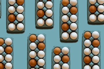 egg cartons pattern on a blue background
