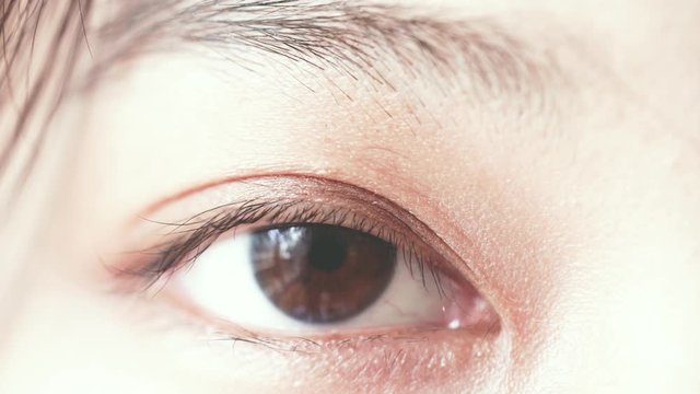 目　クローズアップ　目を開ける　スローモーション