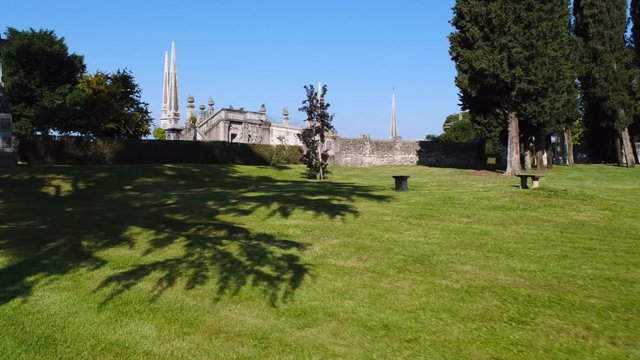 Historical garden at Villa Tatti in front of the Varese Lake. Comerio, Italy.