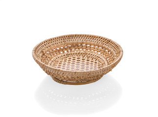 vintage weave wicker basket an isolated on white background