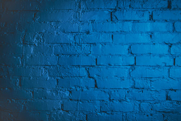 Blue brick wall. Background for an inscription.