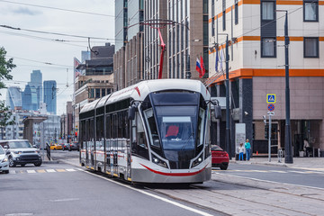 Naklejka premium Morning view of the city street. Moscow. Russia.
