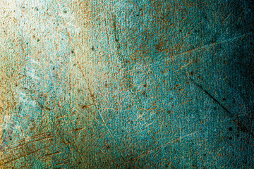 old rusty steel sheet painted with celadon paint