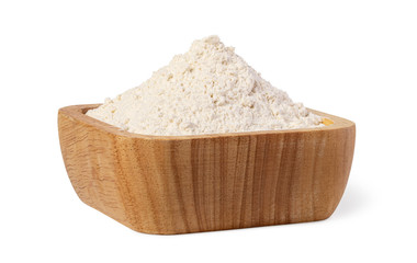 bowl of flour on white background