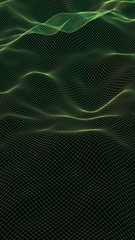 Abstract landscape background. Cyberspace green grid. hi tech network. 3D illustration