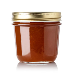 Jars of jam isolated on white background