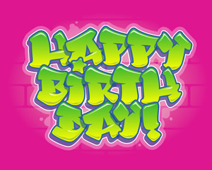 Happy Birthday Graffiti congratulation card