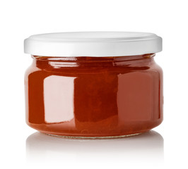 Jars of jam isolated on white background