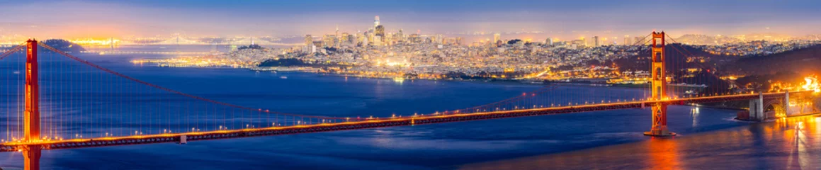 Foto op Plexiglas Golden Gate Bridge Golden Gate brug zonsondergang