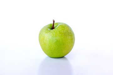 Green apple on white background