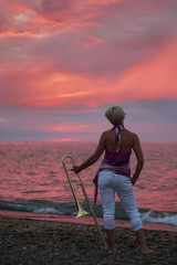 Trombone at sunset