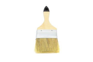 Paint brush with wooden handle isolated on white background