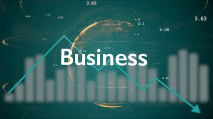 Dynamic chart on green background with line going down, showing business crash and economic collapse.