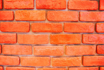 brick wall of red color, texture background.