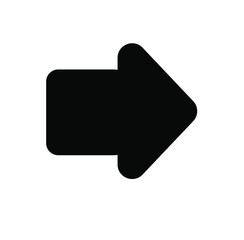 Black large rounded right solid arrow icon sketched as vector symbol	
