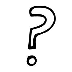 Hand drawn vector outline illustration of question mark icon. Website and social network design element. Internet button template