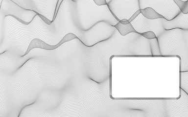 Abstract landscape on white background. Ready template. Cyberspace grid. hi tech network. 3d illustration. Mockup.