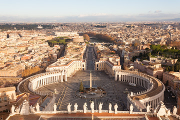 Saint Peter square aerial view, Vatican city
